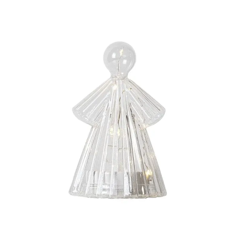 Svetelný LED anjel, číry, 15 cm