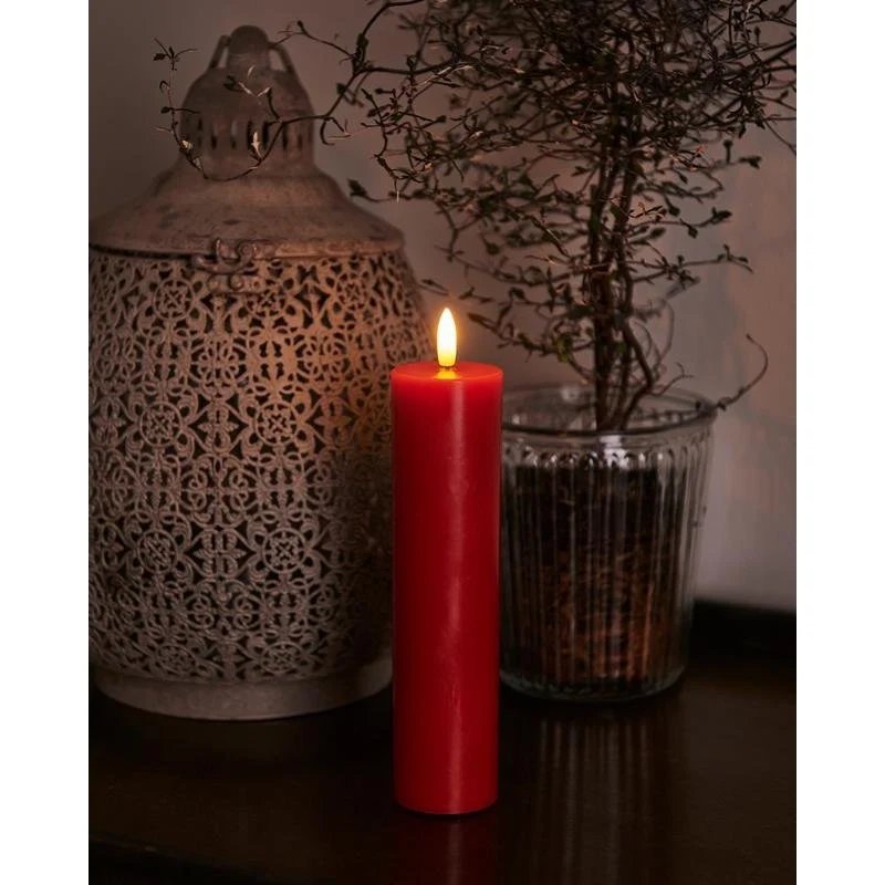 _Stiahnuté Vosková LED sviečka Sille, 20 cm, červená, priemer 5 cm