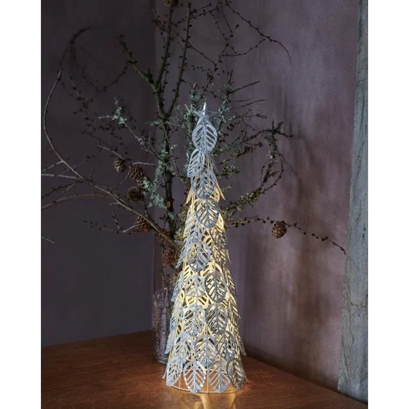 _Stiahnuté LED svetlo na stromček, strieborné, 43 cm