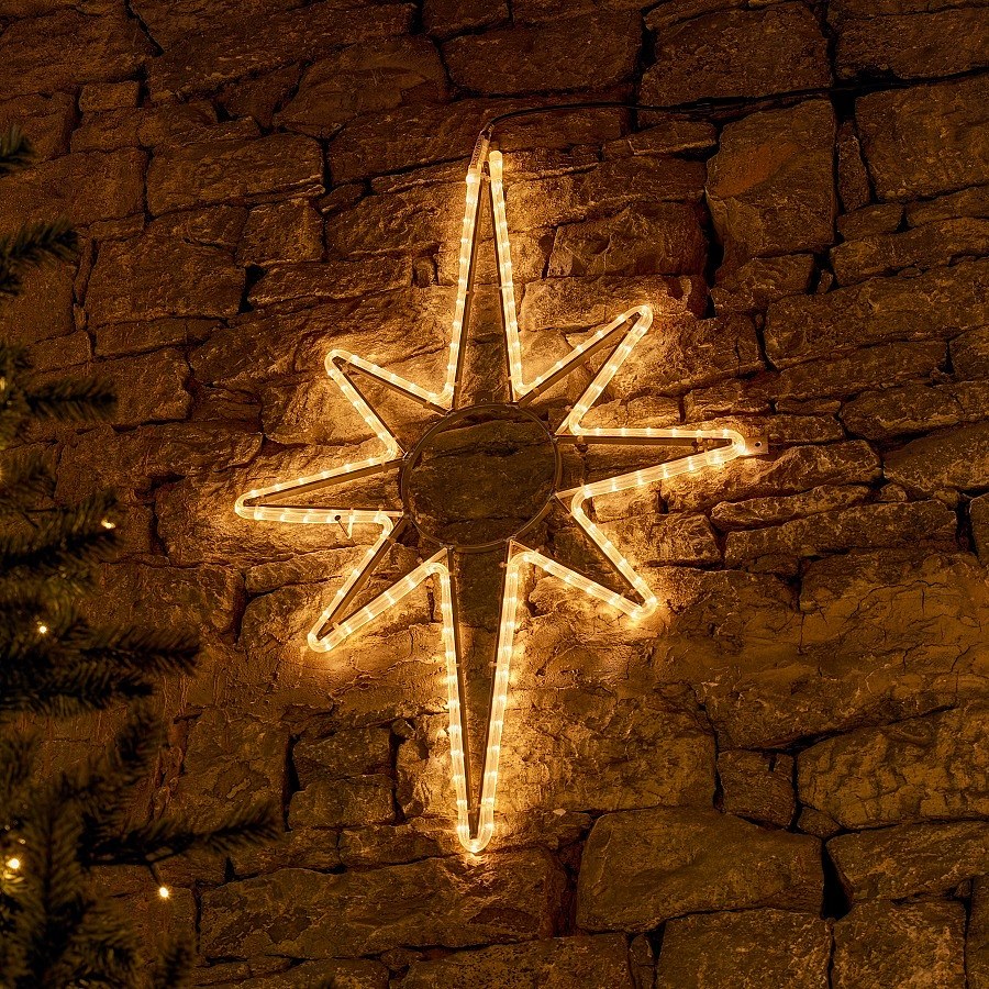 Easy Fix 2D LED svetelná hviezda na vrchol stromčeka, 60 × 90 cm, teplá biela, hliník