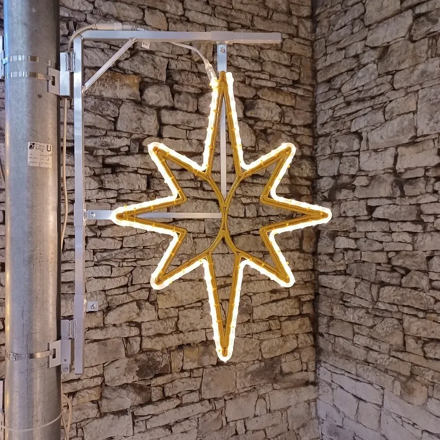 Easy Fix 2D LED svetlo s hviezdou, 61 × 79 cm, teplá biela 3D tlač, dekoratívne verejné osvetlenie, hliník