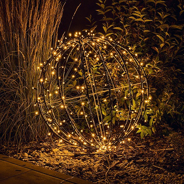3D LED svetelná guľa, teplá biela, priemer 80 cm, čierny kábel
