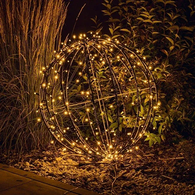3D LED svetelná guľa, priemer 100 cm, teplá biela, čierny kábel