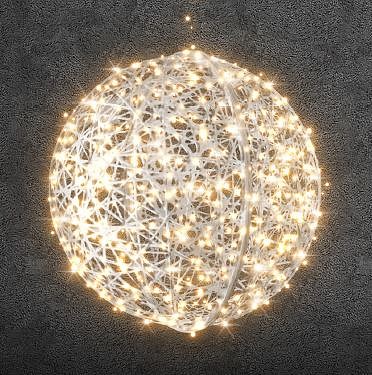 3D LED svetelná guľa, 190 cm d.p.m., teplá biela