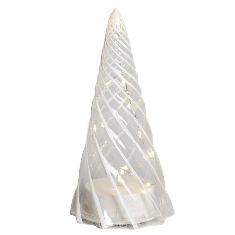 LED svetelný stromček, sklo, 23,5 cm, číry