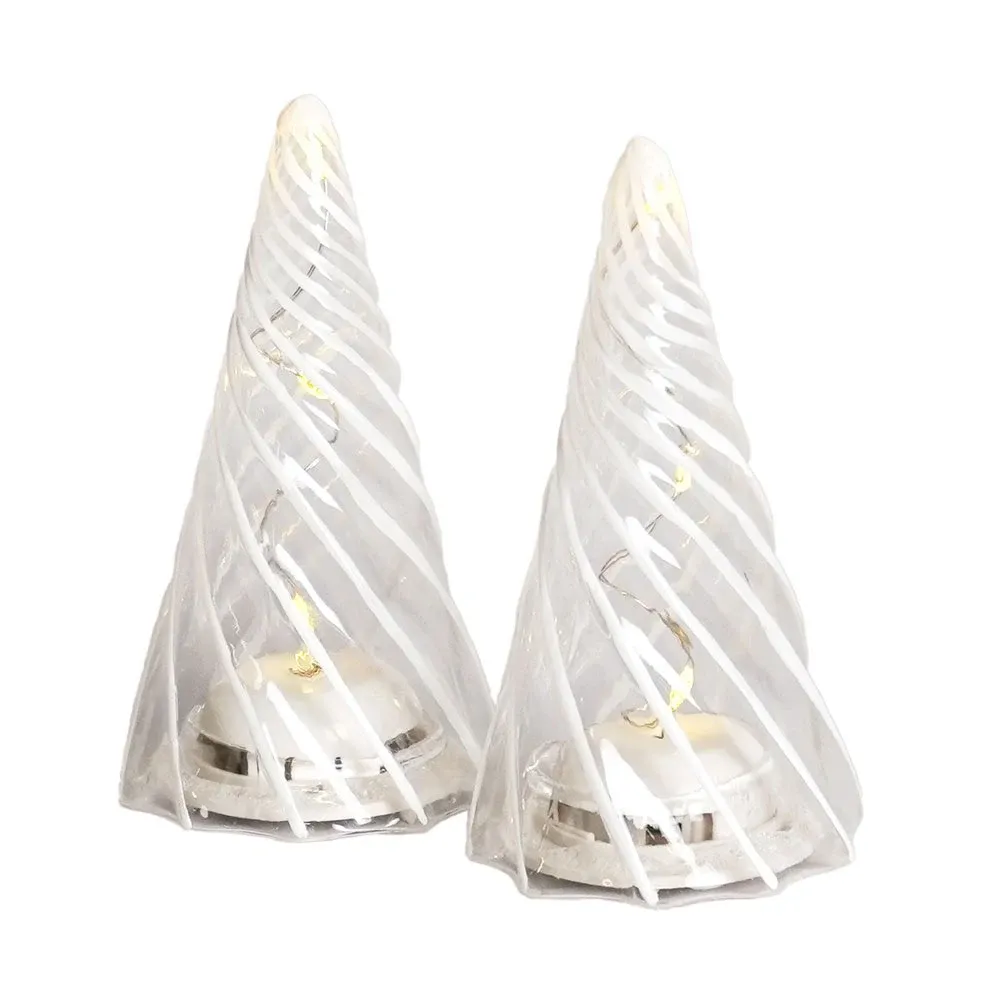 LED svetlo na stromček, sklo, sada 2 ks, číre, 11 cm
