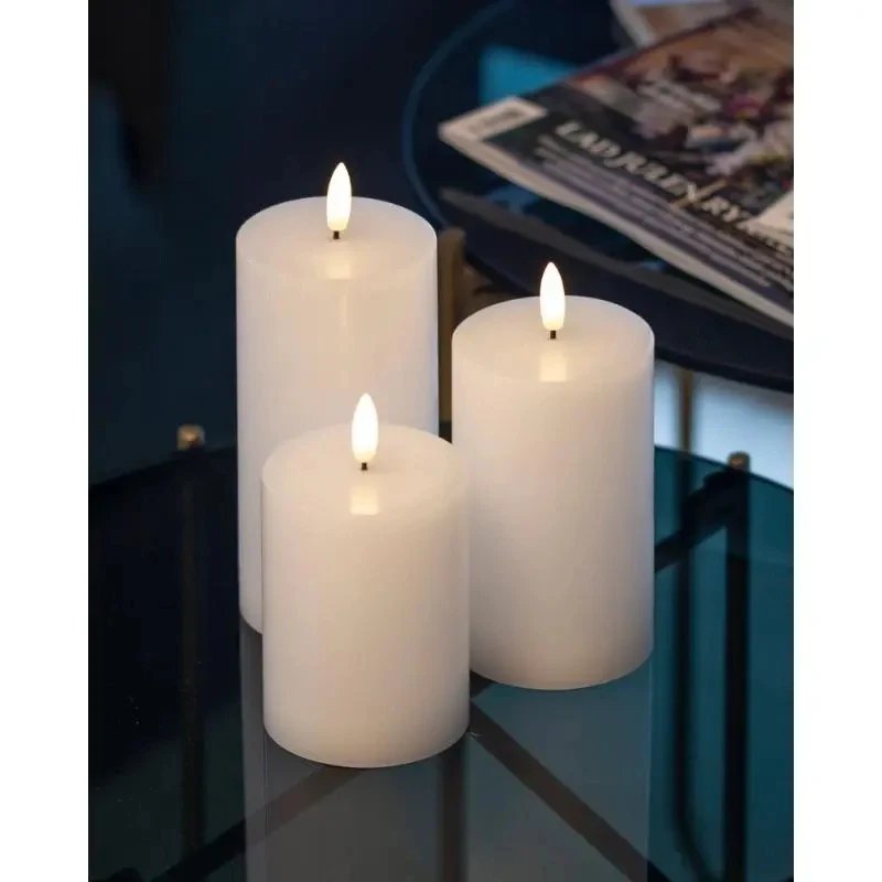 _Stiahnuté Voskové LED sviečky Sille exclusive, 3ks, biele