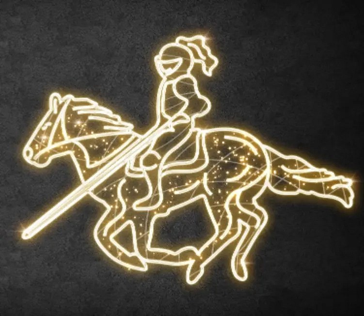 Eco Fix 2D LED Light Knight II, 320 × 230 cm, teplá biela, stojaci, 3D tlač
