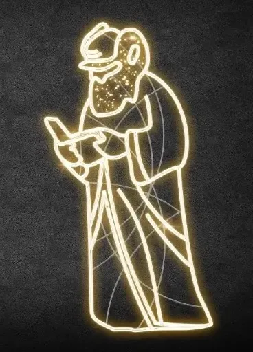 2D LED svetelný alchymista, 100 × 190 cm, teplá biela, stojaci, 3D tlač
