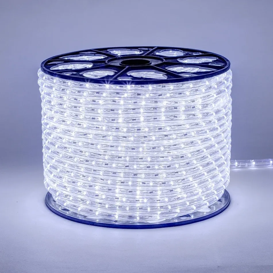 Easy Fix LED svetelná hadica pre vonkajšie použitie, 100 m, ľadovo biela, priehľadný kábel, IP44, cievka