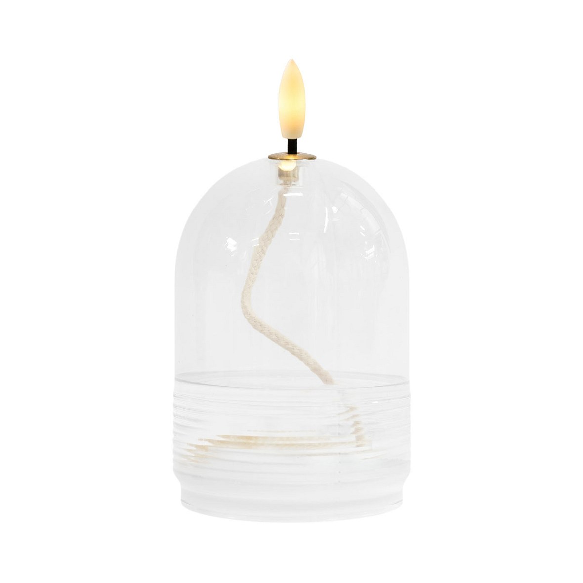 LED olejová lampa Dea, Ø 8 × 11 cm, číra