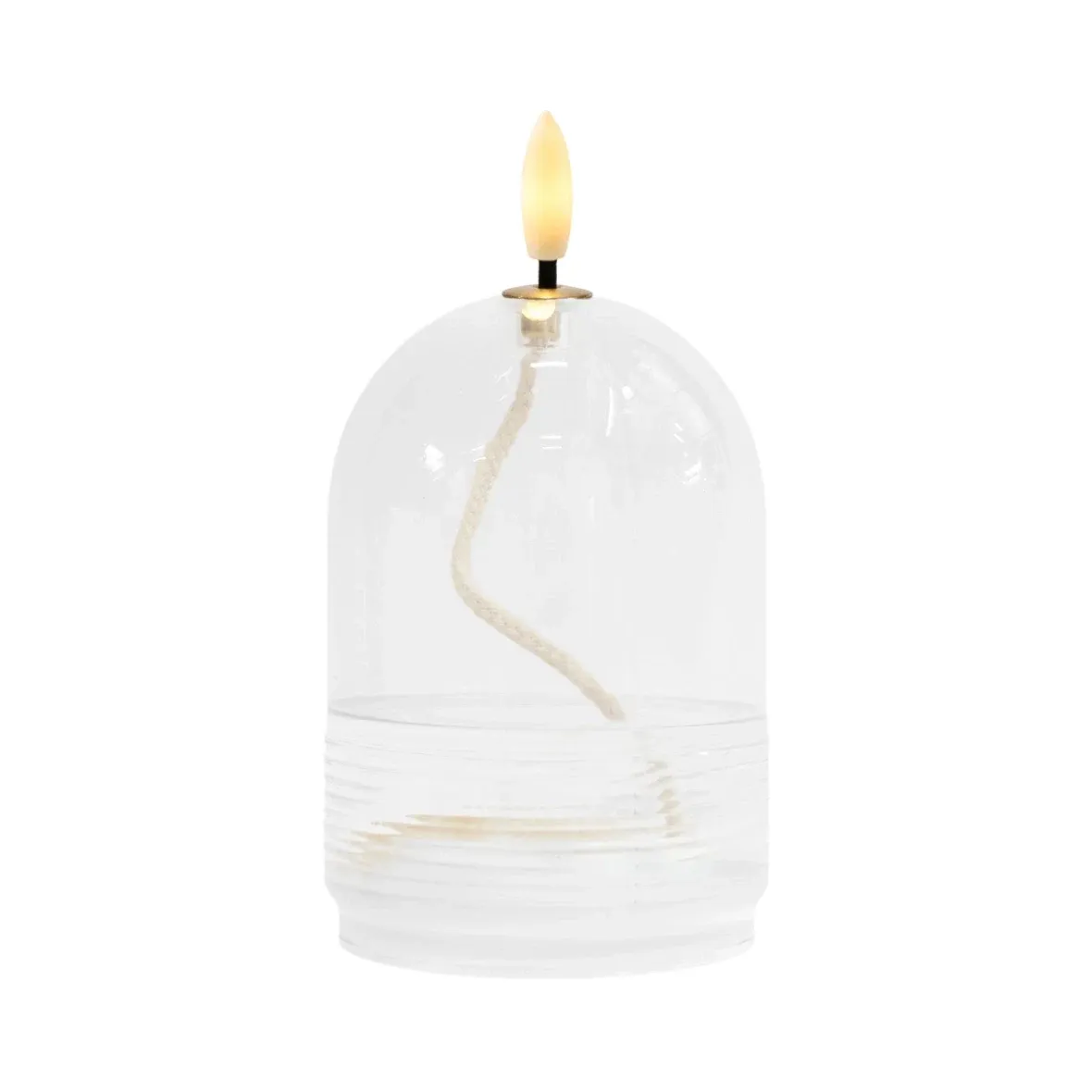 LED olejová lampa Dea, Ø 8 × 11 cm, číra