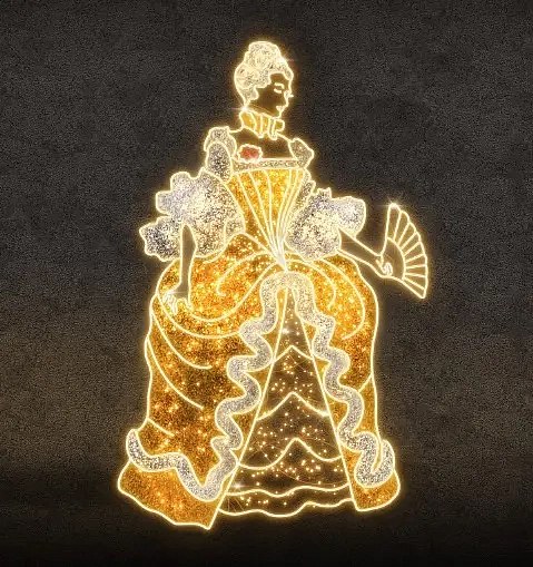 2D LED svetelná princezná, 120 × 190 cm, teplá biela, stojaca, 3D tlač