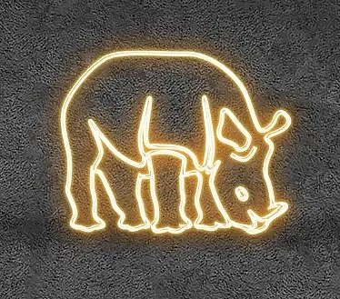Eco Fix 2D LED svetlo nosorožec, závesné, 170 × 134 × 5 cm, teplá biela, 3D tlač, zlatá