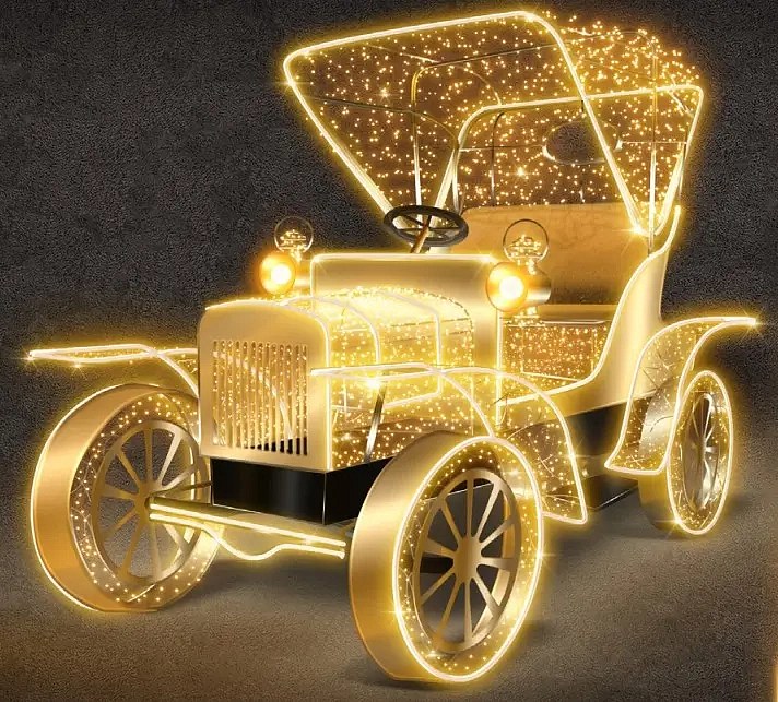 3D svetelné auto, výška 230 cm, teplá biela