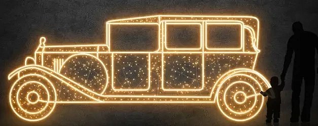 Eco Fix 2D LED svetelný automobil Tatra 31, 455 × 187 × 60 cm, teplá biela, stojaci, 3D tlač