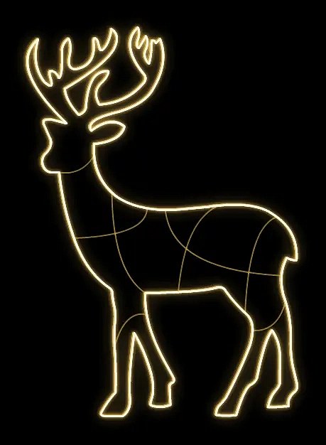 Eco Fix 2D LED svetelný jeleň, 160 × 287 × 60 cm, teplá biela, stojaci, 3D tlač, hliník