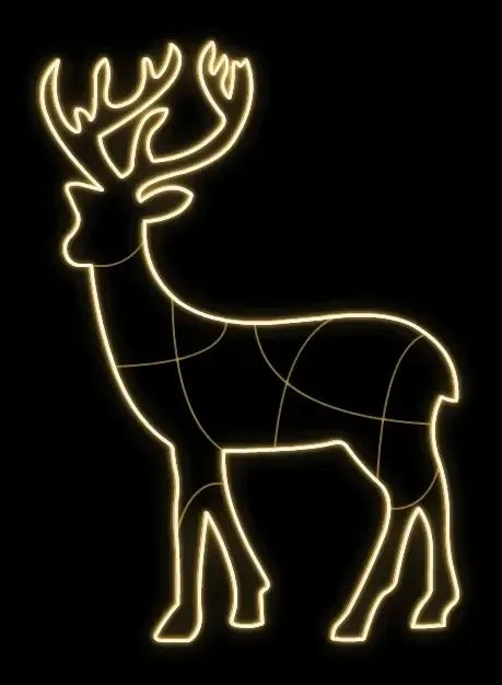 Eco Fix 2D LED svetelný jeleň, 160 × 287 × 60 cm, teplá biela, stojaci, 3D tlač, hliník