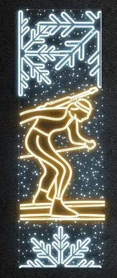 Easy Fix 2D LED svetelný banner pre rýchlokorčuľovanie, 80 × 250 cm, teplá a ľadová biela, dekor pre verejné osvetlenie, hliník
