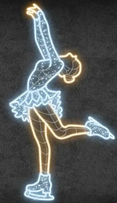 Svetelná dekorácia Easy Fix 2D LED, krasokorčuliarka II, 130 × 243 × 3 cm, teplá a ľadová biela, závesná, 3D tlač