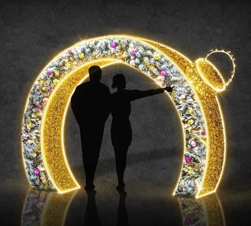 3D svetelný LED ornament na bránu, 250 × 220 cm, teplá biela, hliník