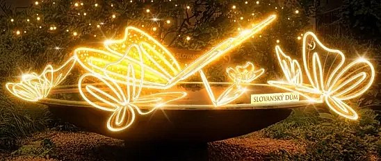 Svetelná fontána LED, 300 x 100 x 300 cm, teplá biela
