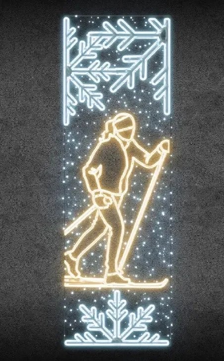 Easy Fix 2D svetelný LED banner, 80 × 247 cm, teplá a ľadovo biela farba, dekor pre verejné osvetlenie, hliník