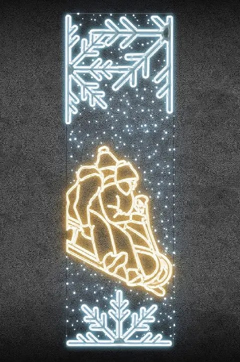 Easy Fix 2D LED svetelný banner, 80 × 247 cm, teplá a ľadovo biela farba, dekor pre verejné osvetlenie, hliník