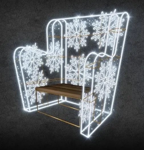 3D LED svetelná stolička, 183 × 204 × 118 cm, ľadovo biela, 230 V
