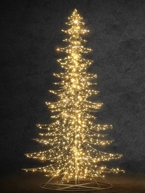 Eco Fix 2D LED svetlo na stromček, teplá biela s bleskom, hliník