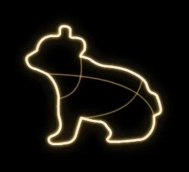 Eco Fix 2D LED svetelný medveď, sediaci z profilu, závesný, 94 × 81 × 3 cm, teplá biela, 3D tlač, zlatá