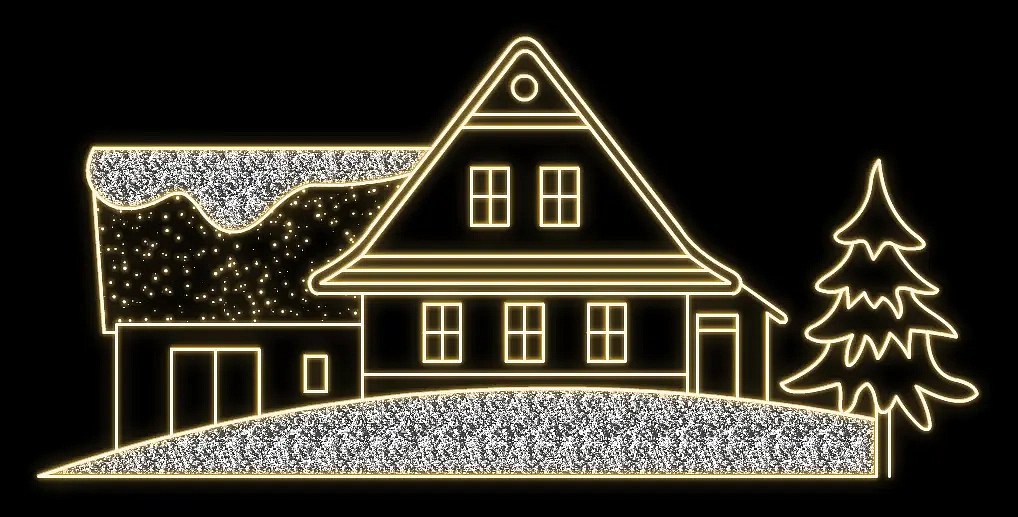 Svetelný domček Eco Fix 2D LED, 430 × 200 cm, teplá biela, stojaci, 3D tlač, hliník