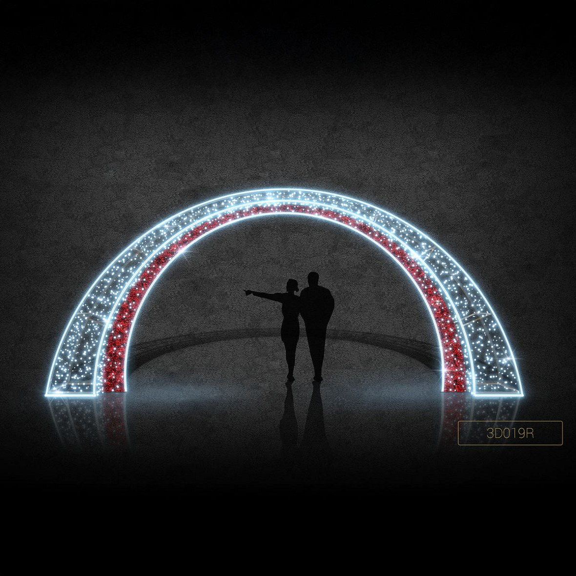 3D LED svetelná brána 860 × 350 cm, ľadovo biela, 230 V, 272 W, 3 diely
