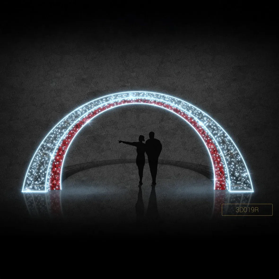 3D LED svetelná brána 860 × 350 cm, ľadovo biela, 230 V, 272 W, 3 diely