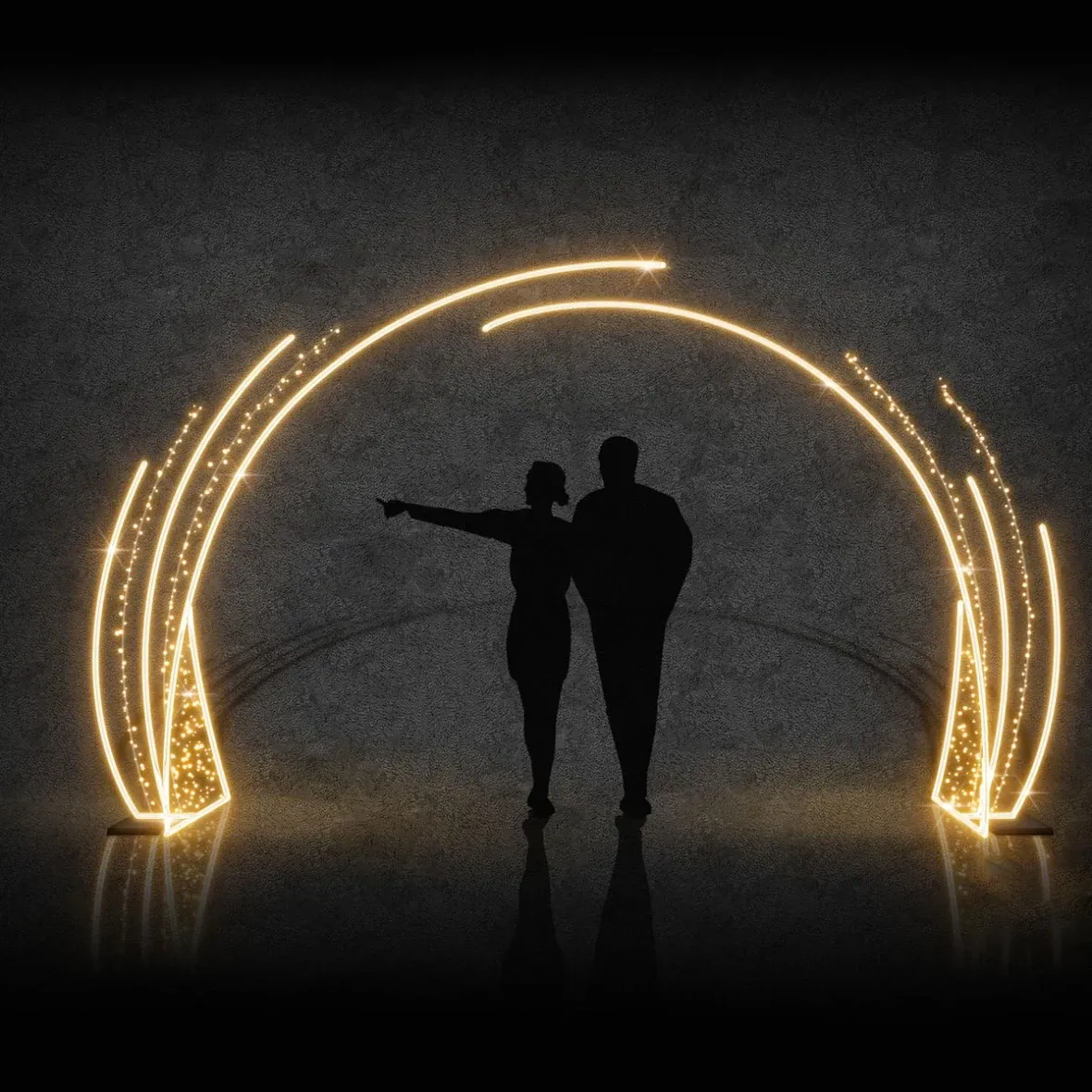 Svetelná brána Easy Fix 3D LED, 490 × 265 cm, teplá biela, stojaca, hliník