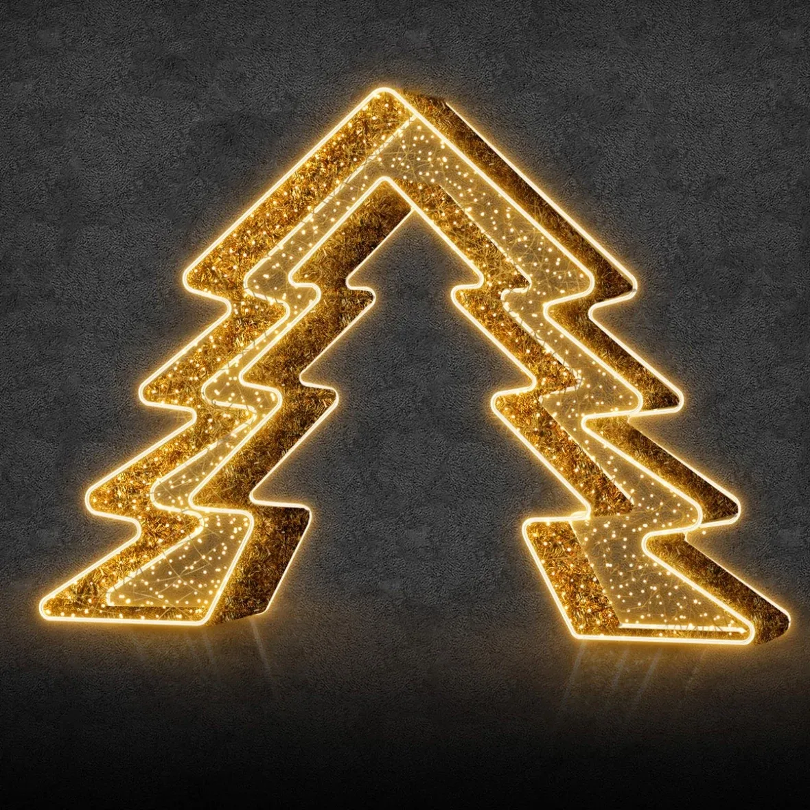 3D LED svetlo na stromček Eco Fix, 420 × 325 cm, teplá biela, hliník