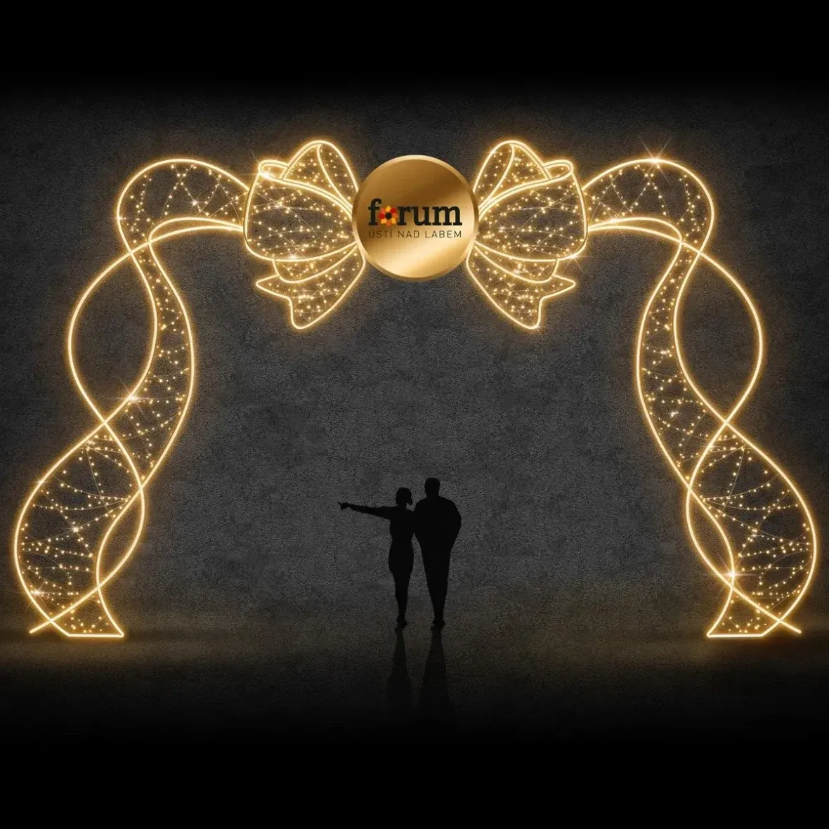 Eco Fix 2D LED svetelná brána, 735 × 615 cm, teplá biela, stojaca, hliník