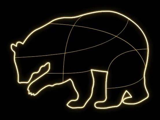 2D LED svetelný medveď, 220 × 155 cm, teplá biela, stojaci, 3D tlač