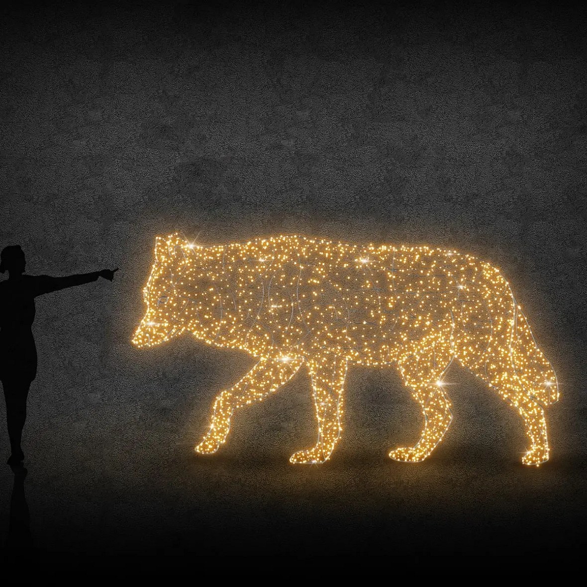 Eco Fix 3D LED svetelný vlk 180 cm, teplá biela, hliník