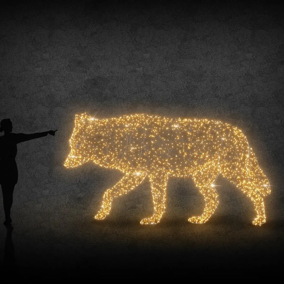 Eco Fix 3D LED svetelný vlk 180 cm, teplá biela, hliník