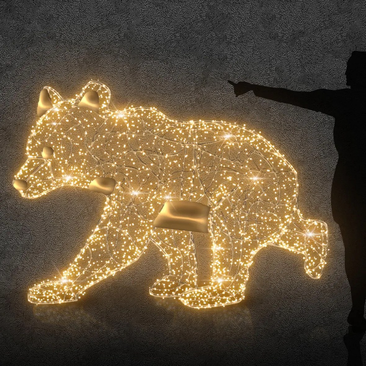 Eco Fix 3D LED svetelný medveď 160 cm, 28,8 V, teplá biela, hliník