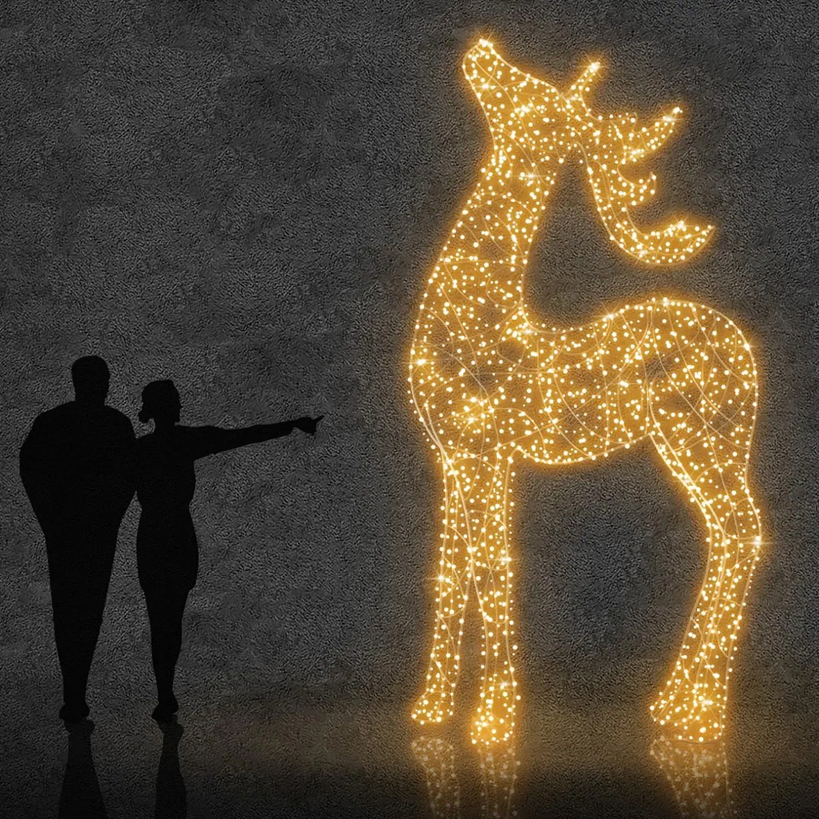 3D LED svetlo na jeleňa Eco Fix 350 cm, teplá biela, hliník