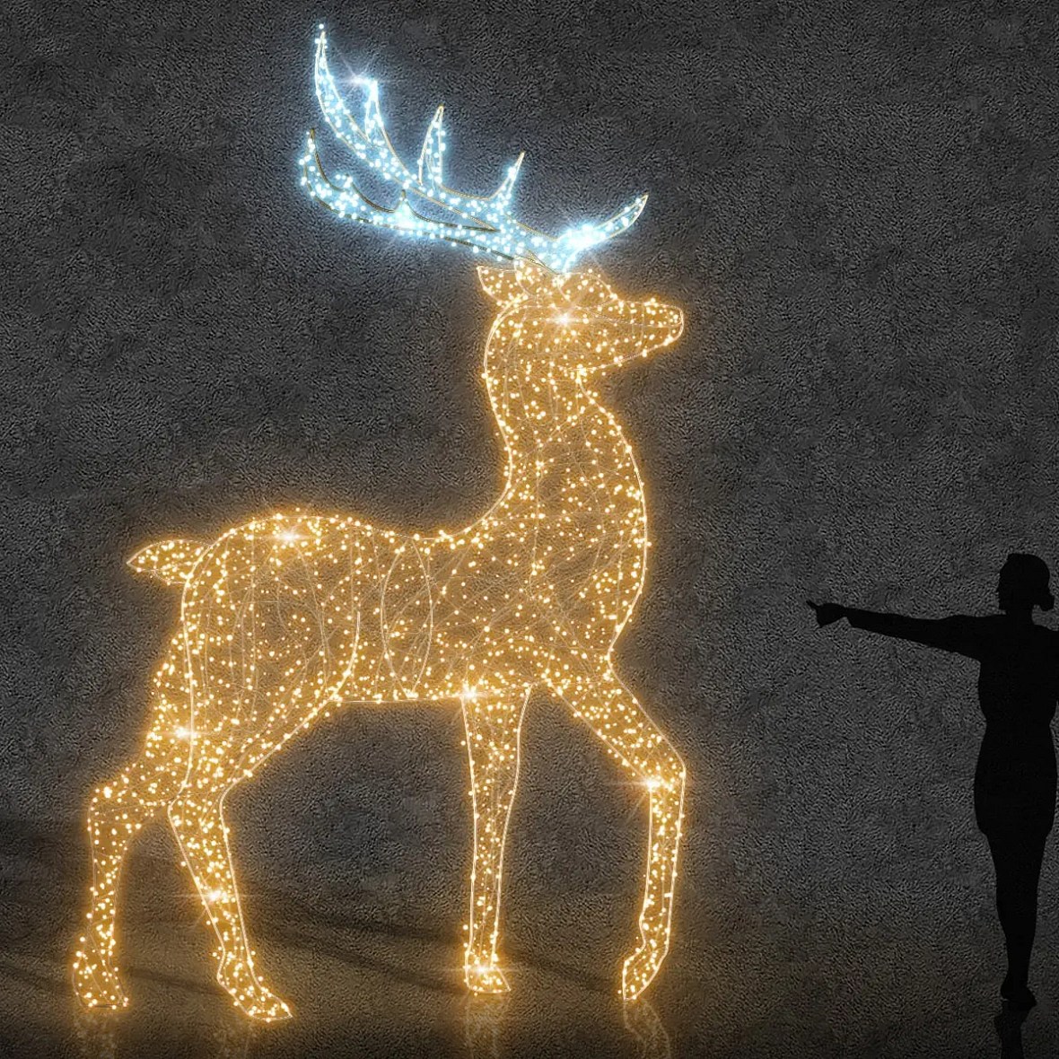 3D LED svetlo na jeleňa Eco Fix 400 cm, teplá a ľadová biela, hliník