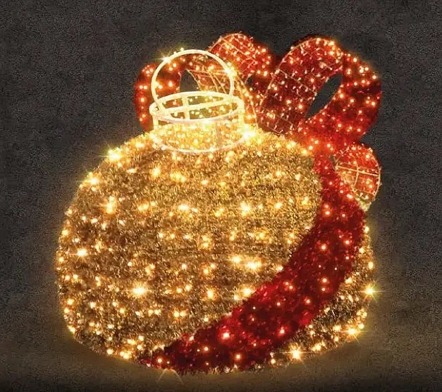 Svetelná guľa LED s mašľou, priemer gule 130 cm, teplá biela