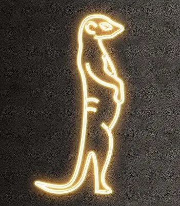 Eco Fix 2D LED svetlo Surikata, bočné postavenie, závesné, 54 × 123 × 4 cm, teplá biela, 3D tlač, zlatá
