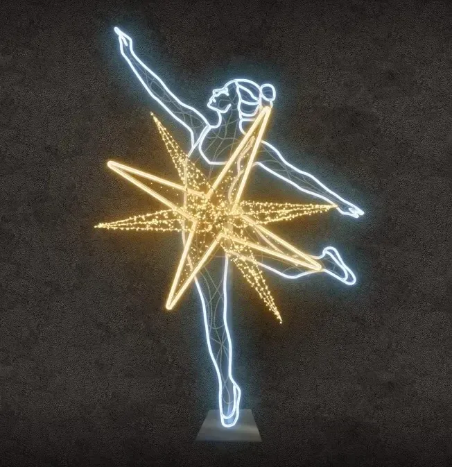Eco Fix 2D LED Light Ballerina II, 165 × 245 cm, teplá a ľadovo biela, stojaca, 3D tlač