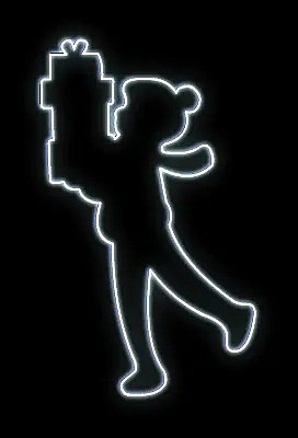 Eco Fix 2D LED svetelná dekorácia, chlapec s darčekom, 100 × 150 × 3 cm, ľadovo biela, závesná, 3D tlač