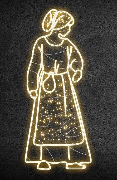Eco Fix 2D LED svetelná postava dievčaťa, 200 × 85 cm, teplá biela, stojaca, 3D tlač