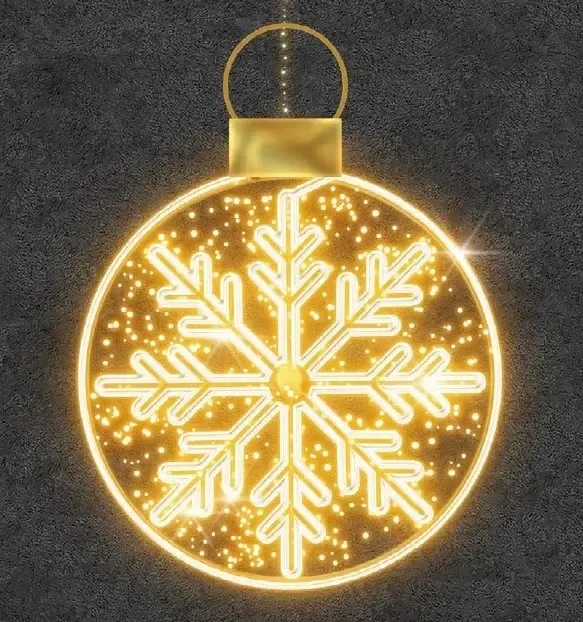 Easy Fix 2D LED svetelný ornament I. so snehovou vločkou, závesný, 150 × 204 × 3 cm, teplá biela, hliník