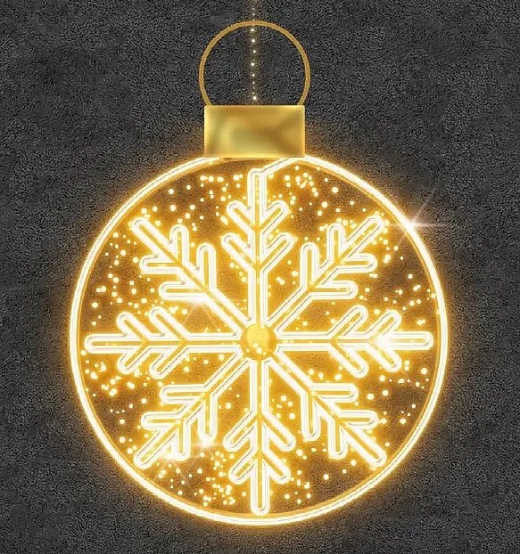 Easy Fix 2D LED svetelný ornament I. so snehovou vločkou, závesný, 120 × 162 × 3 cm, teplá biela, hliník